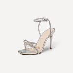 Women's Double Bow Crystal Transparent High Heel Sandals